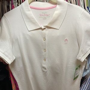 Lilly Pulitzer white polo style top size large